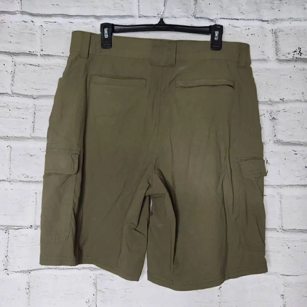 Orvis Green Nylon Blend Outdoor Hiking Mid-Rise Relaxed Cargo Shorts Size 36